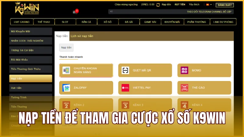 Hướng dẫn quy trình đơn giản để tham gia cược Xổ Số K9WIN