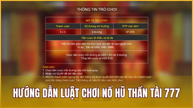 Hướng dẫn luật chơi Nổ Hũ 777 Thần Tài chi tiết cho người mới tham gia